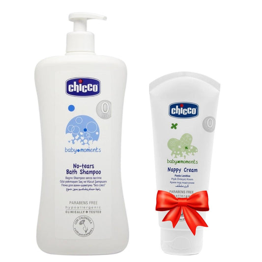 Chicco Göz Yakmayan Saç ve Vücut Şampuanı 750ml + Chicco Pişik Önleyici Krem 100ml 8058664123278