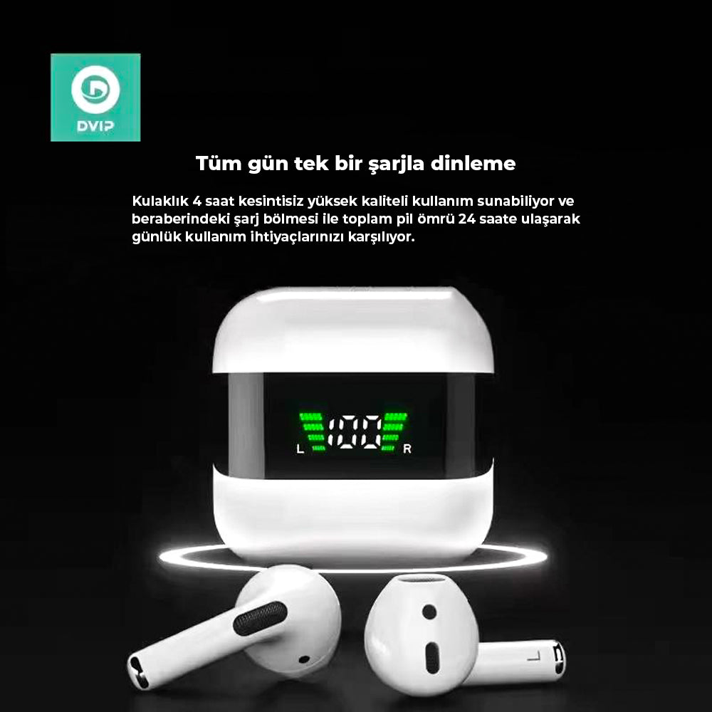 DVIP P50 Pro TWS Dijital Ekranlı Bluetooth Kulaklık Beyaz DvıpP50Pro