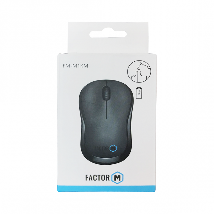 Factor M M1 Süper Sessiz Kompact Kablosuz Mouse Siyah FM-M1KM