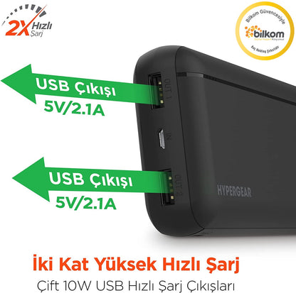 Hypergear 20000 mAh Dual USB Powerbank Siyah HypergearPwr20000mah