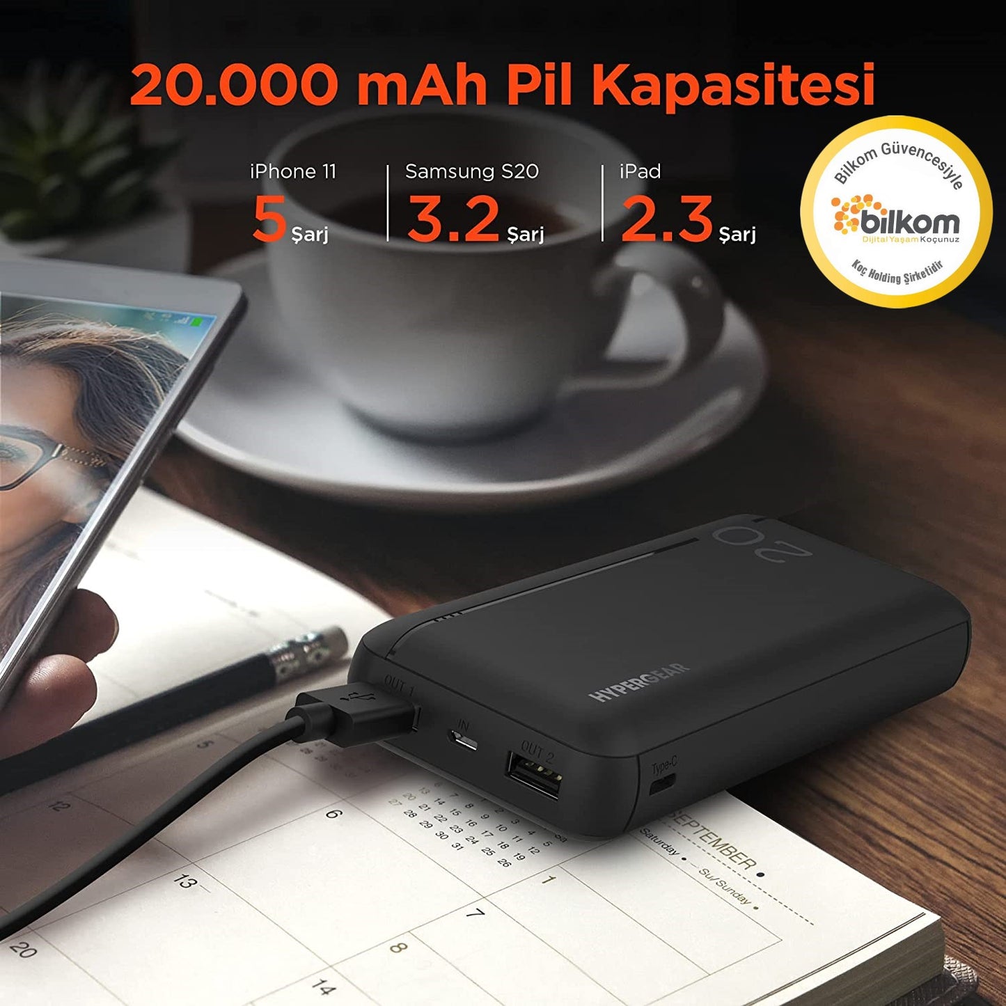 Hypergear 20000 mAh Dual USB Powerbank Siyah HypergearPwr20000mah