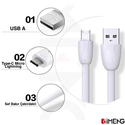 İmeng 3.1A UsbA to Lightning Data ve Hızlı Şarj Kablosu ML109 Beyaz IM-ML109İph