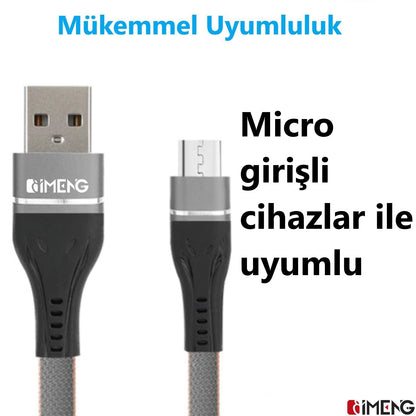 İmeng 3.1A UsbA to Micro Örgülü Data ve Şarj Hızlı Kablosu ML108 Gri IM-ML108MicG