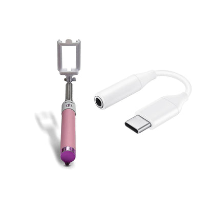 Philips Type-C to 3.5mm Jack Dönüştürücü 270 Derece Dönebilen Premium Selfie Çubuğu Lila 2023Yeni3611UC10 2023DLK3611NLUC10