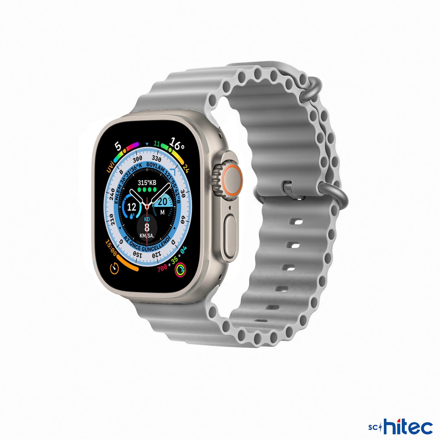 ScHitec 42-49mm Yeni Nesil Apple Uyumlu Akıllı Saat Kordonu Silikon Gri ScHitecKordonSilikonG