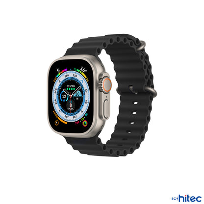 ScHitec 42-49mm Yeni Nesil Apple Uyumlu Akıllı Saat Kordonu Silikon Siyah ScHitecKordonSilikonS