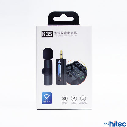 ScHitec K35 3.5mm Kablosuz HD Wireless Yaka Mikrofonu Siyah SC-HitecK35