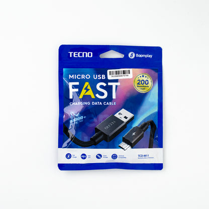 Tecno TCD-M11 2023 USB-A to Micro 2A Data ve Şarj Kablosu 1m Siyah TCD-M112023