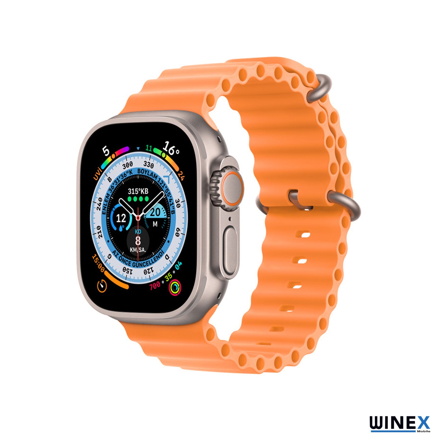 Winex 42-44mm Yeni Nesil Apple Uyumlu Akıllı Saat Kordonu Turuncu WnxKordonT