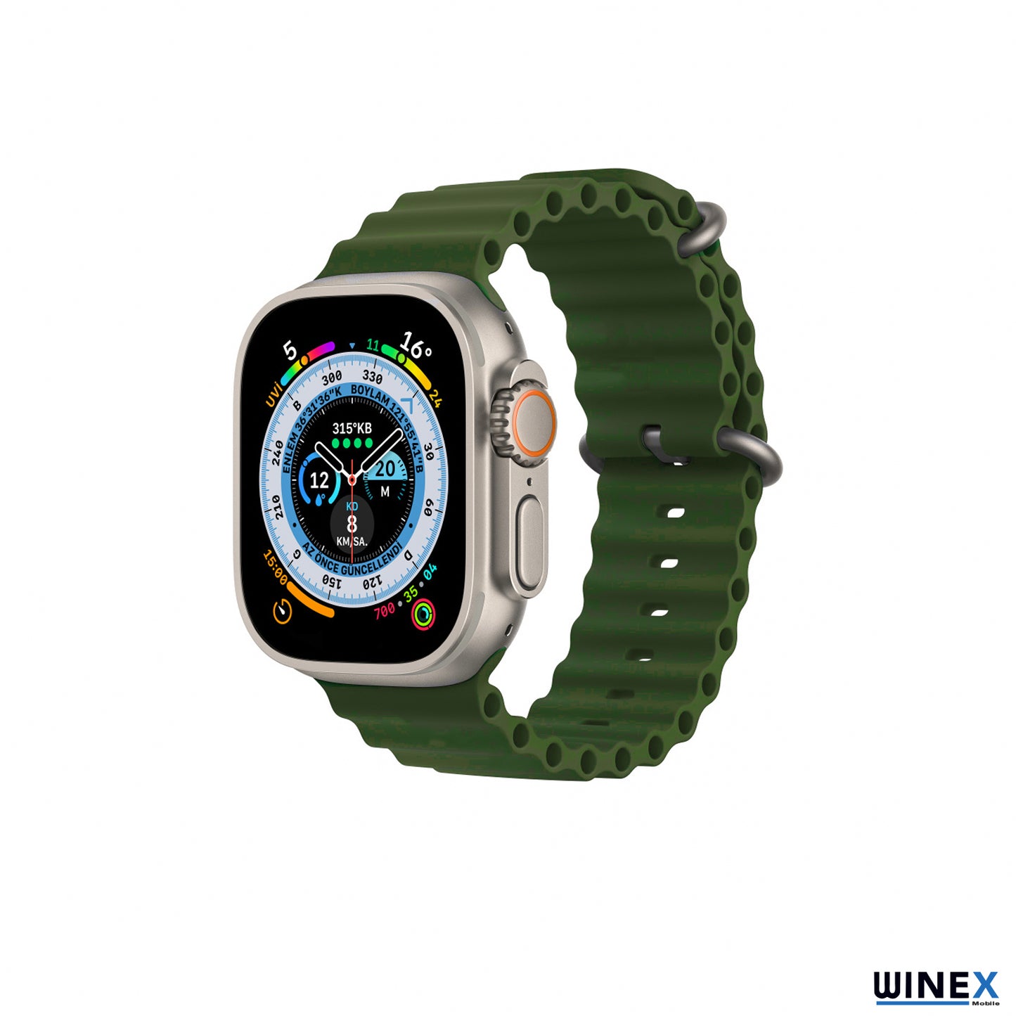 Winex 42-49mm Yeni Nesil Apple Uyumlu Akıllı Saat Kordonu Silikon Koyu Yeşil WnxKordonSilikonk