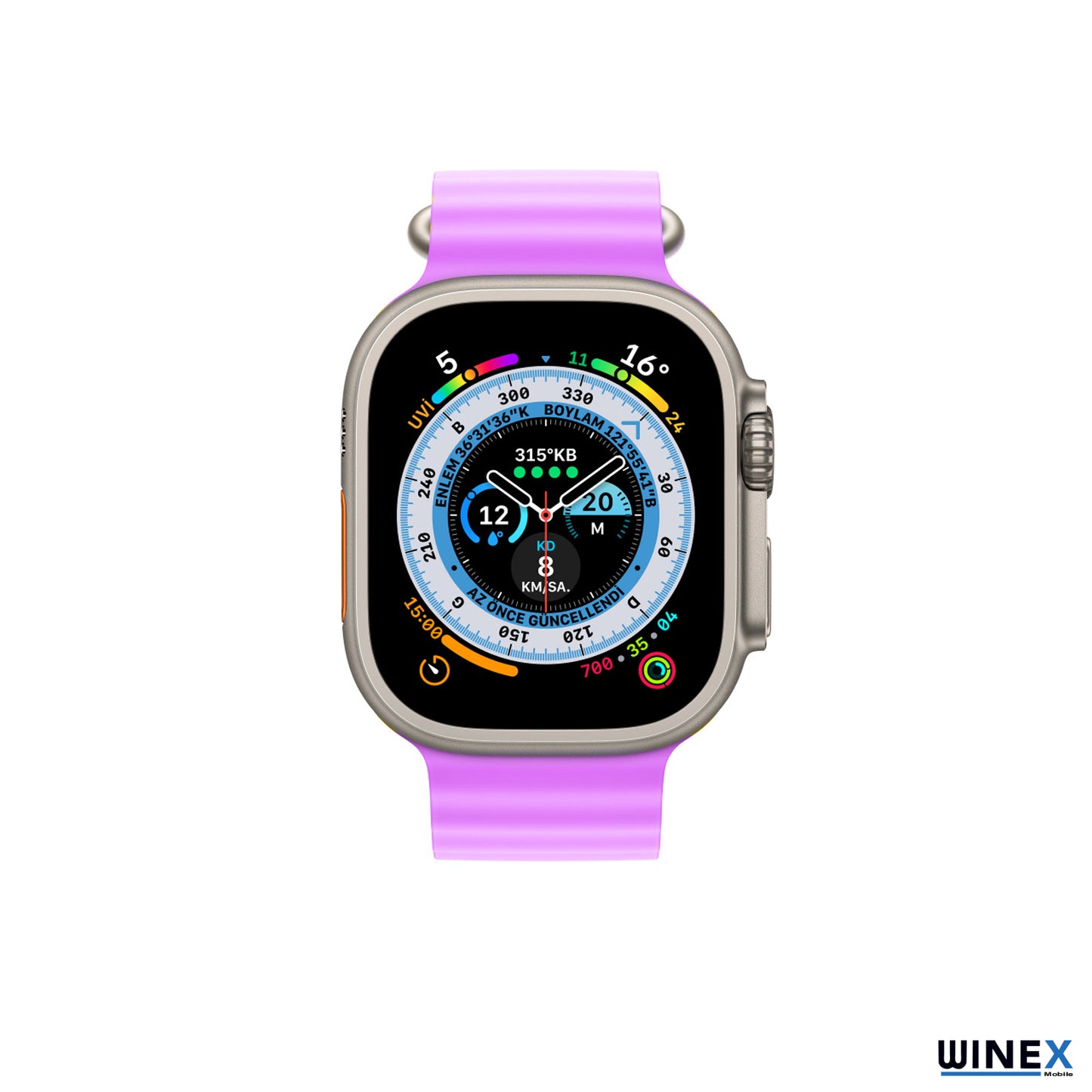 Winex 42-49mm Yeni Nesil Apple Uyumlu Akıllı Saat Kordonu Silikon Mor WnxKordonSilikonM