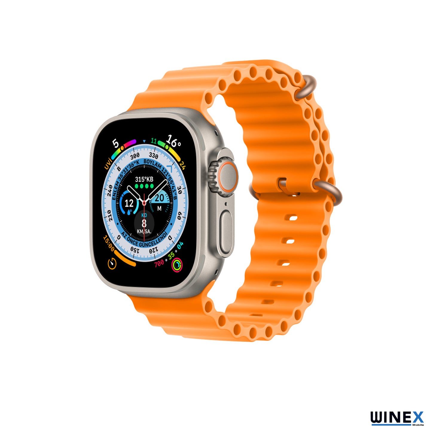 Winex 42-49mm Yeni Nesil Apple Uyumlu Akıllı Saat Kordonu Silikon Turuncu WnxKordonSilikonT