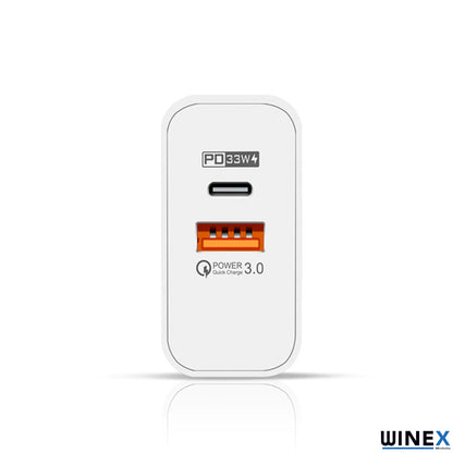 Winex 65W UsbA PD33W Quick Charger 3.0 UsbA to Micro 3m Kablolu Hızlı Şarj Aleti Set WnxGn65WMicro3M