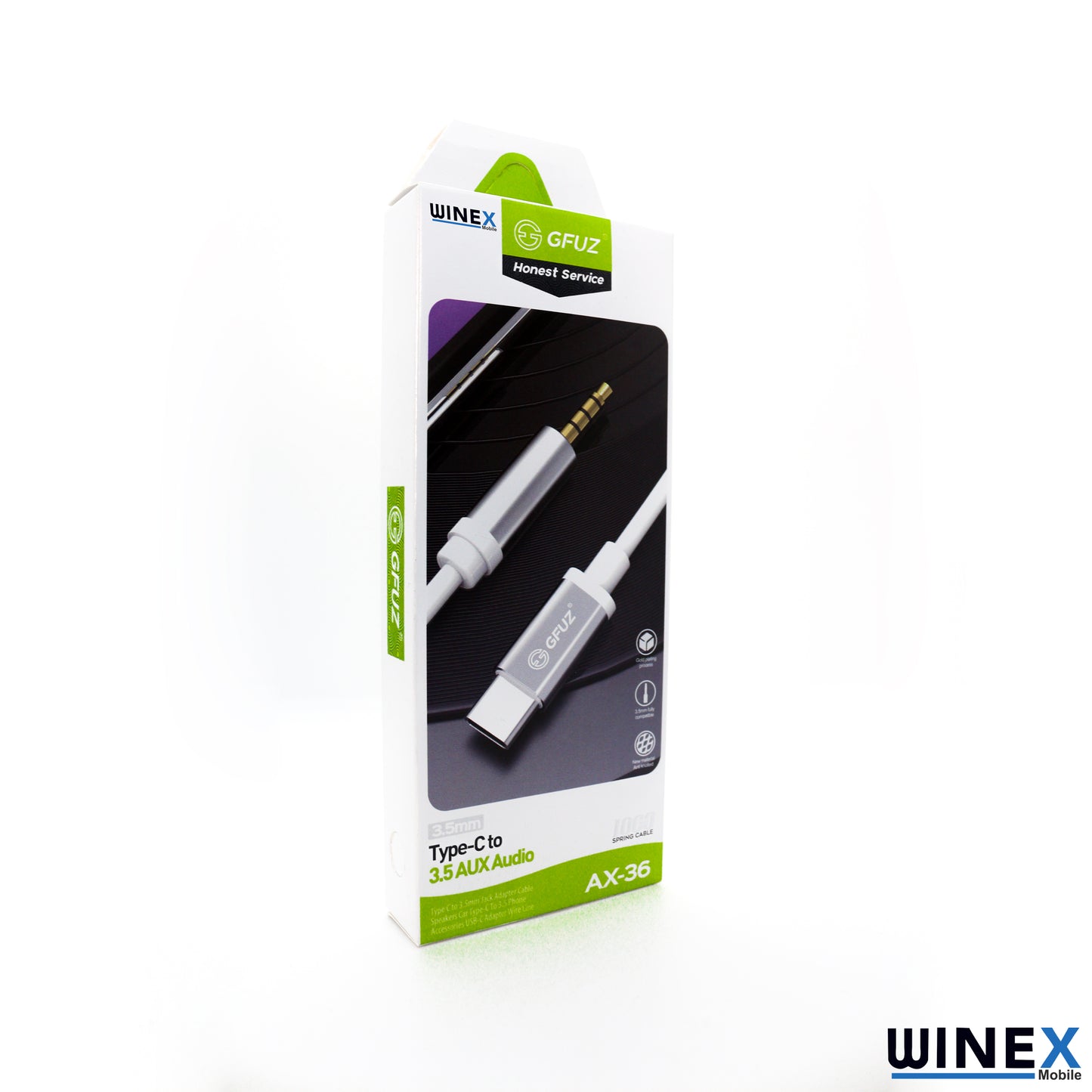 Winex AX36 Type-C to 3.5mm Aux Ses Kablosu Siyah AX36