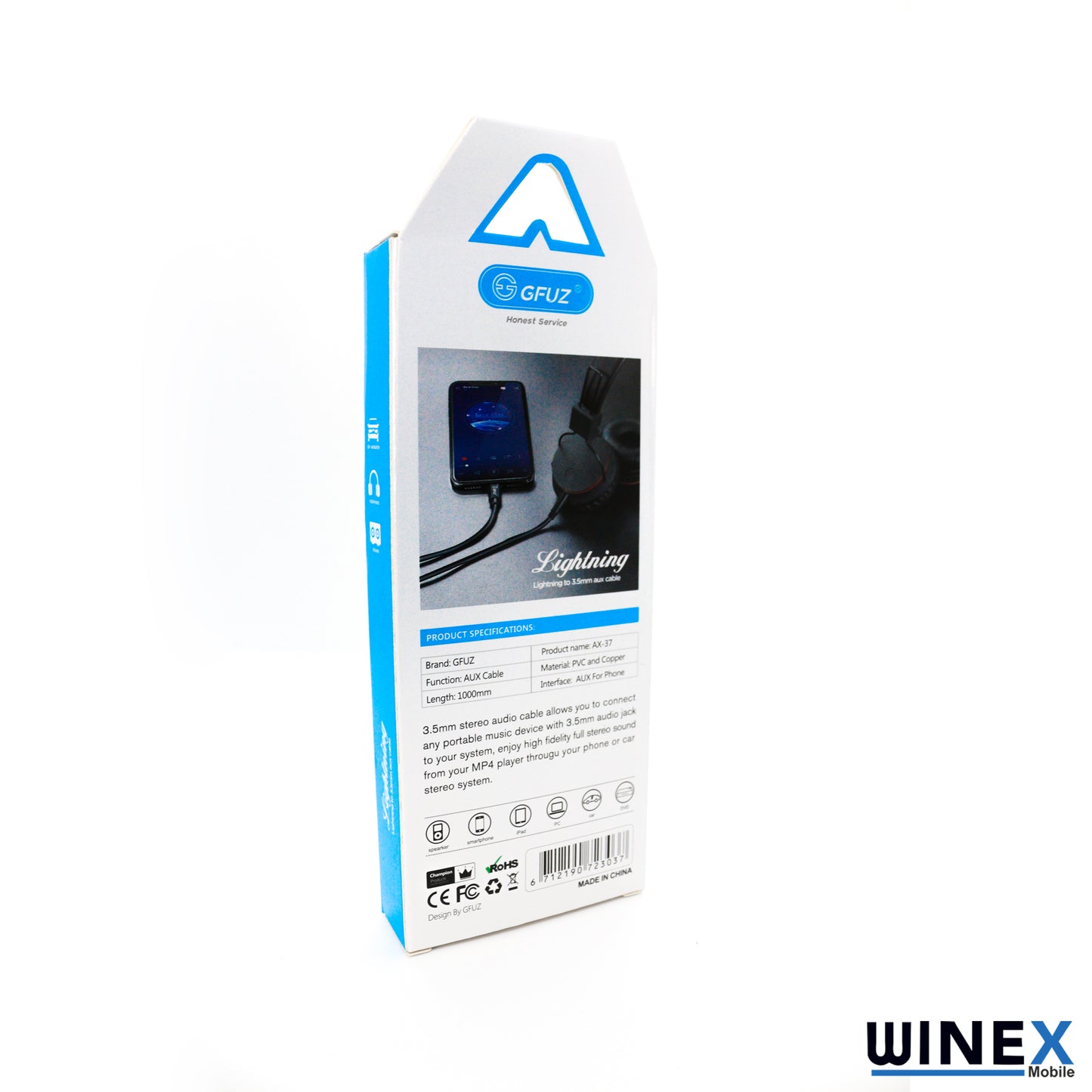 Winex AX37 Gfz Lightning to 3.5mm Aux Ses Kablosu Siyah WnxAx37