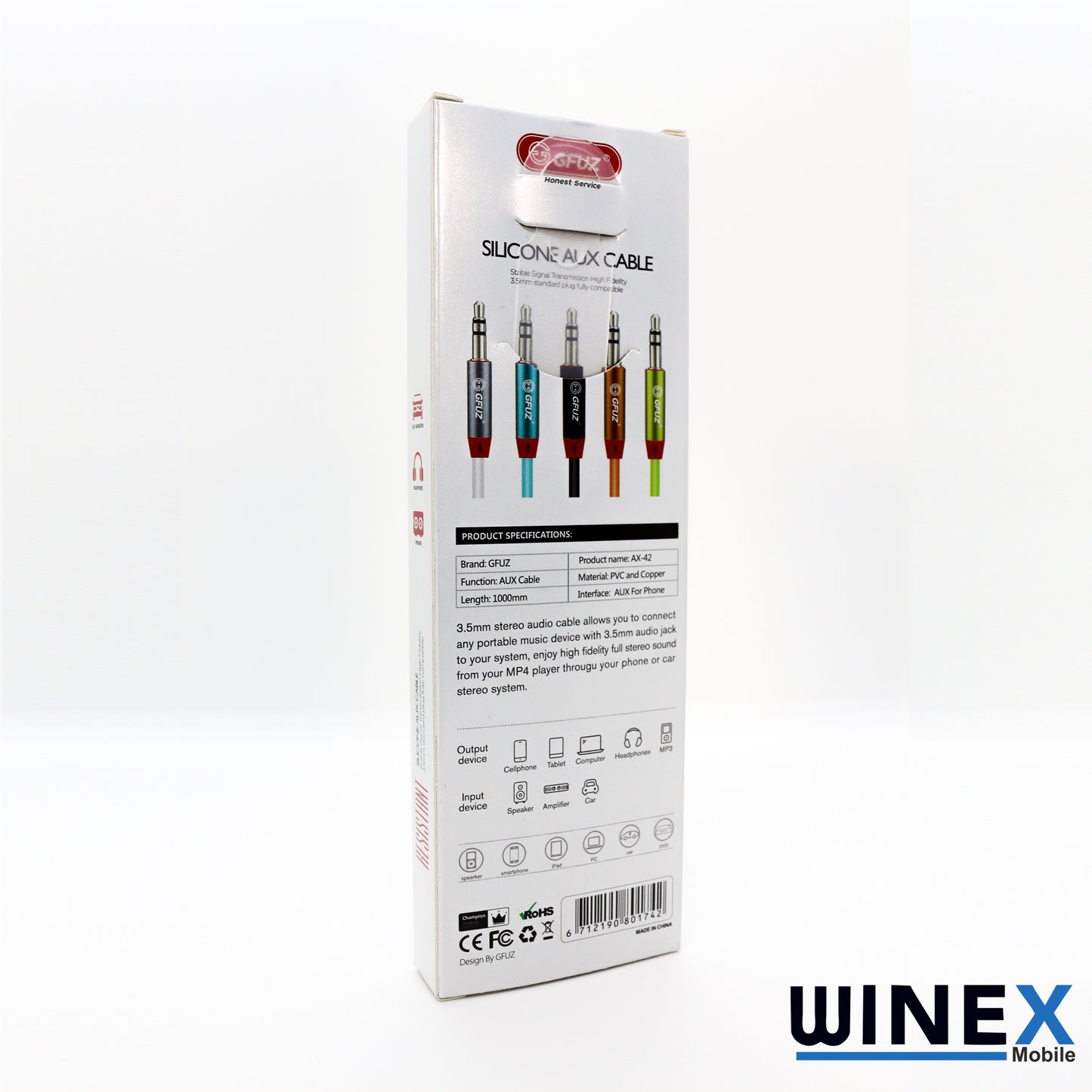 Winex AX42 Gfz 3.5mm Aux Kablo 1m Siyah WnxAX42S