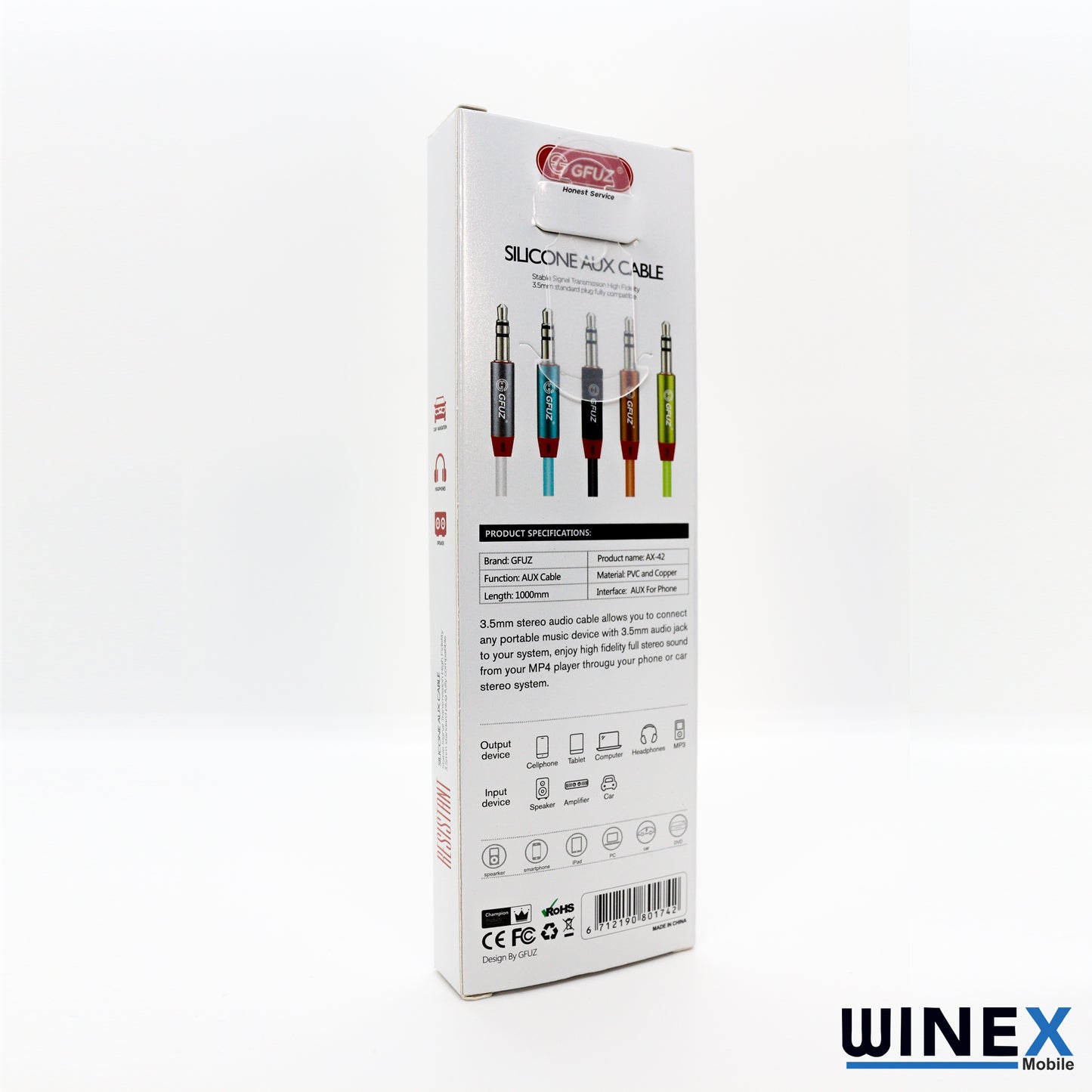 Winex AX42 Gfz 3.5mm Aux to Aux Kablo 1m Beyaz WnxAX42