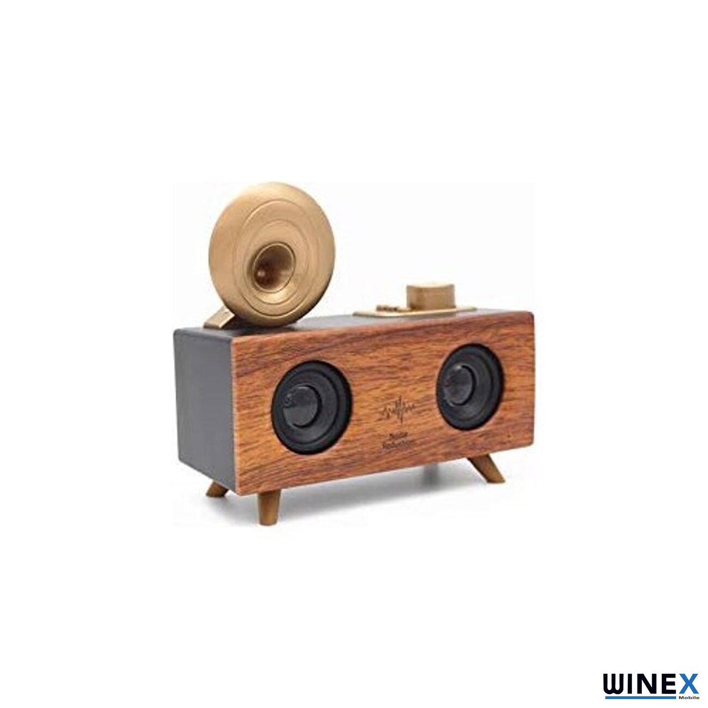 Winex Çift Hoparlörlü Gramafon Speaker Bluetooth Hoparlör Fm Radyo+Sd Kart+UsbA+3.5mm Aux Girişli WnxB6