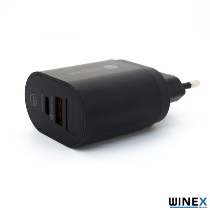 Winex Dijital Göstergeli PD20W Type-C+UsbA Çift Çıkışlı Şarj Aleti Başlığı WnxKekePd002