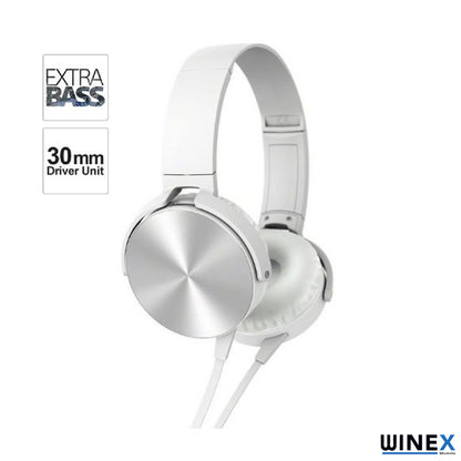 Winex HD Extra Bass Kablolu Mikrofonlu Kulaklık Beyaz MDRXB450APLQ(B)