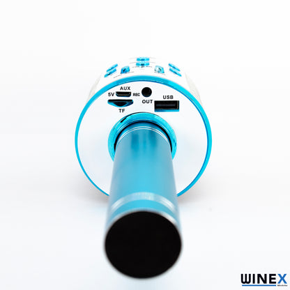 Winex Bluetooth Karaoke Mikrofonu UsbA+TF Sd Kart+3.5mm Aux Girişli Mavi AS-M09M