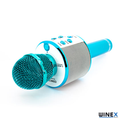 Winex Bluetooth Karaoke Mikrofonu UsbA+TF Sd Kart+3.5mm Aux Girişli Mavi AS-M09M