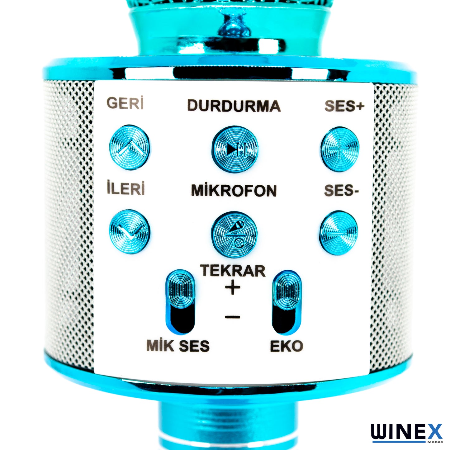 Winex Bluetooth Karaoke Mikrofonu UsbA+TF Sd Kart+3.5mm Aux Girişli Mavi AS-M09M